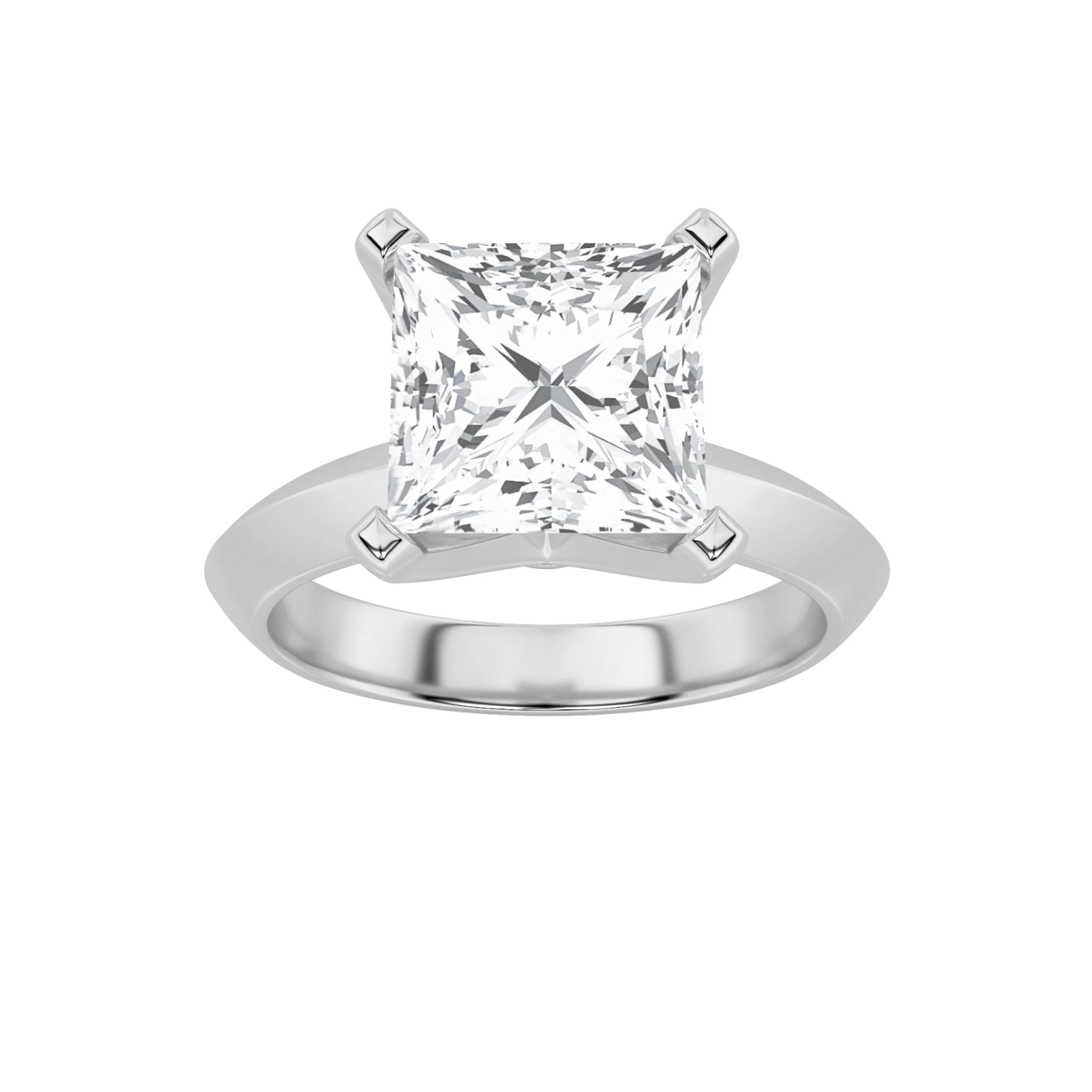 Smart 3Cttw Princess Shaped Lab Grown Diamond F Knife Edge Shank Solitaire Engagement Ring in 14K Gold Trendy
