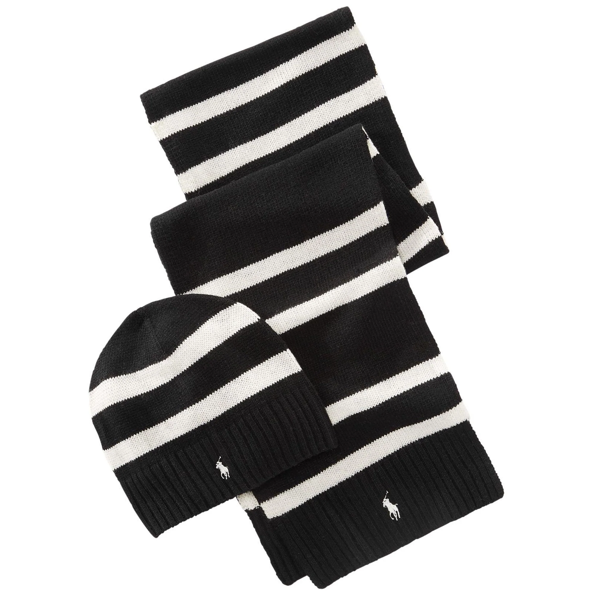 Flexible Polo Ralph Lauren Men's Rugby Stripe Hat And Scarf Gift Set Hats Safe