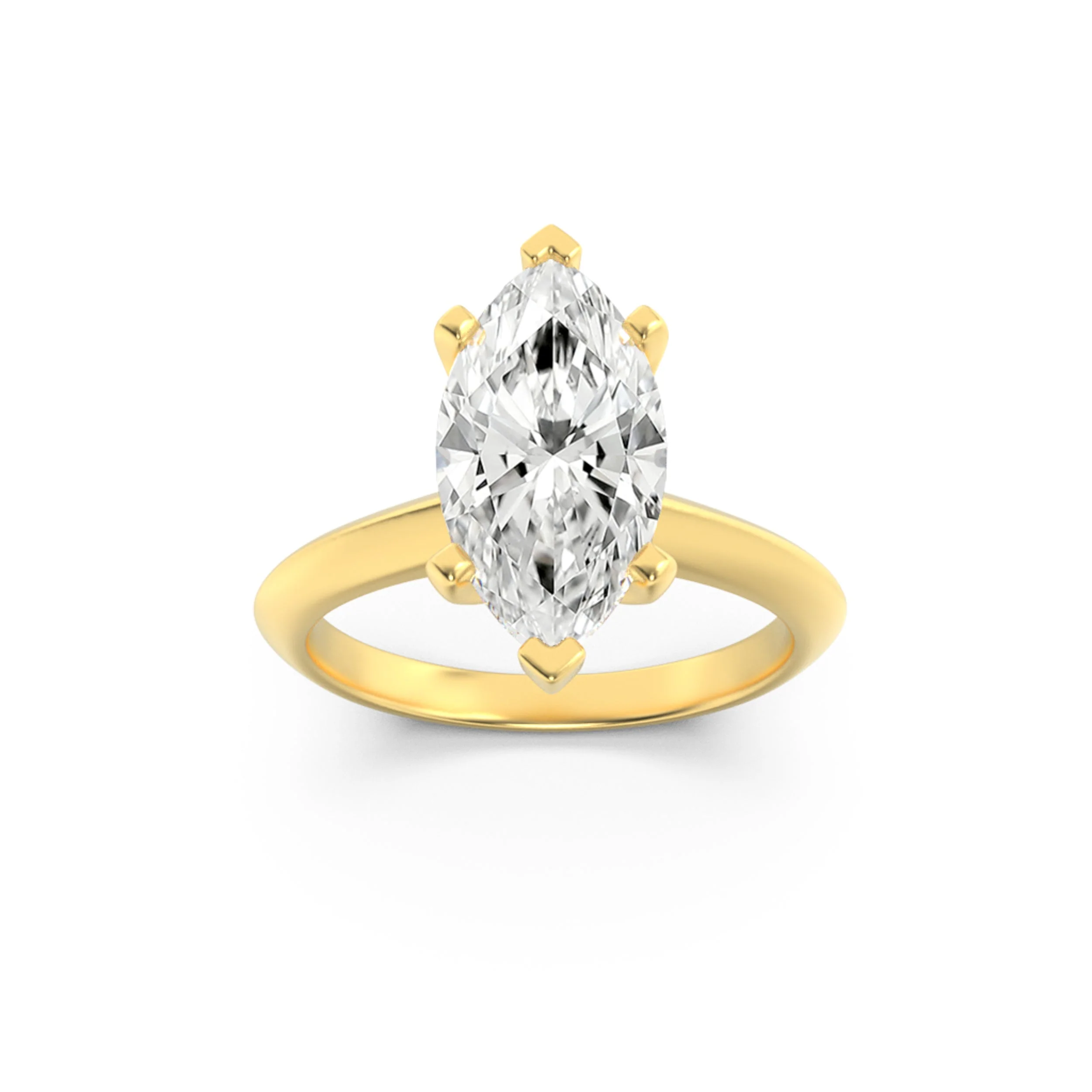 Solid 3Cttw Marquise Shaped Lab Grown Diamond F Knife Edge Shank Solitaire Engagement Ring in 14K Gold Natural