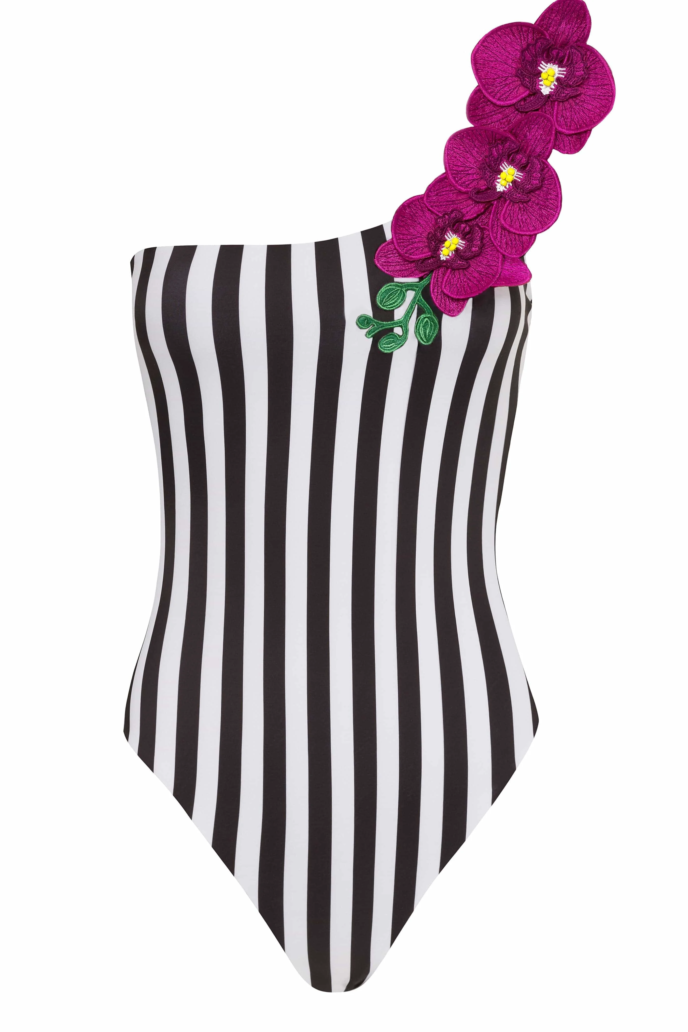 Luxury Vanda - StripeOne Shoulder Style Swimsuit Reusable