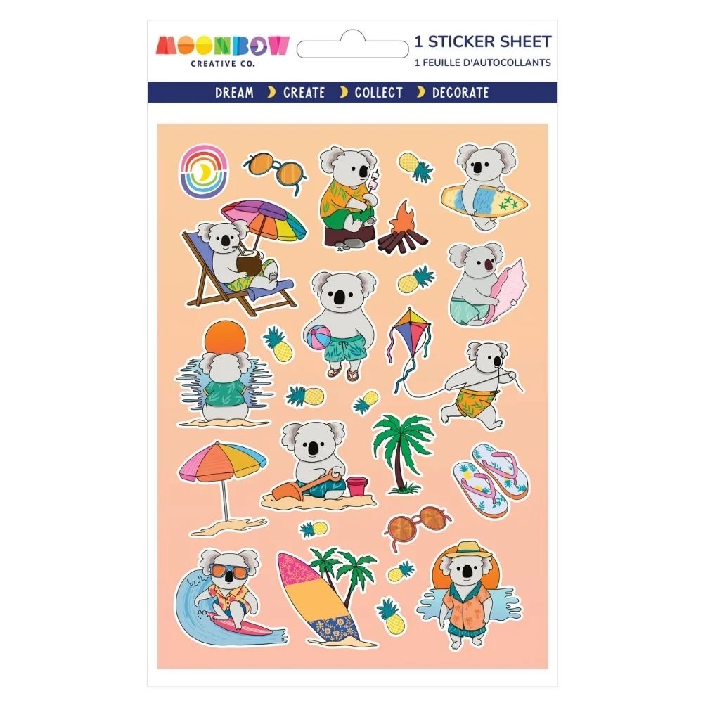Original Koala Catching Waves Glossy Stickers Organic
