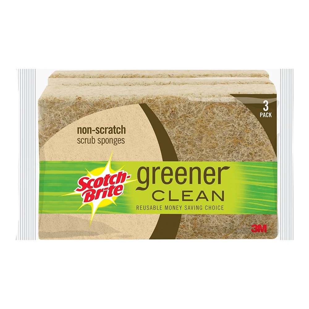 Responsible Scotch Brite Greener Clean Scrub Sponges Pack 3 Ea Efficient