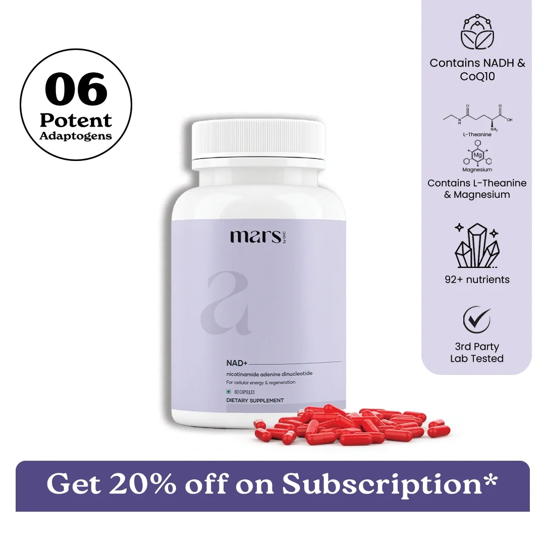 Advanced Mars NAD Capsules with NADH CoQ10 B-Vitamins – Cellular Energy Brain Health Longevity Support 60 Capsules User-Friendly