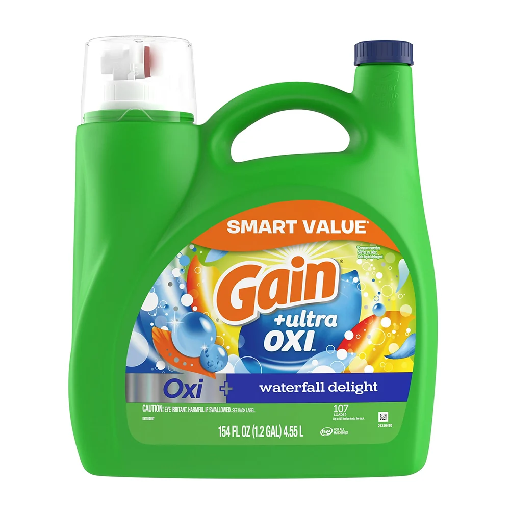 Carefully Designed Gain Ultra Oxi Liquid Laundry Detergent Waterfall Delight Scent for Powerful Stain Removal 154Oz 4.55l Effective