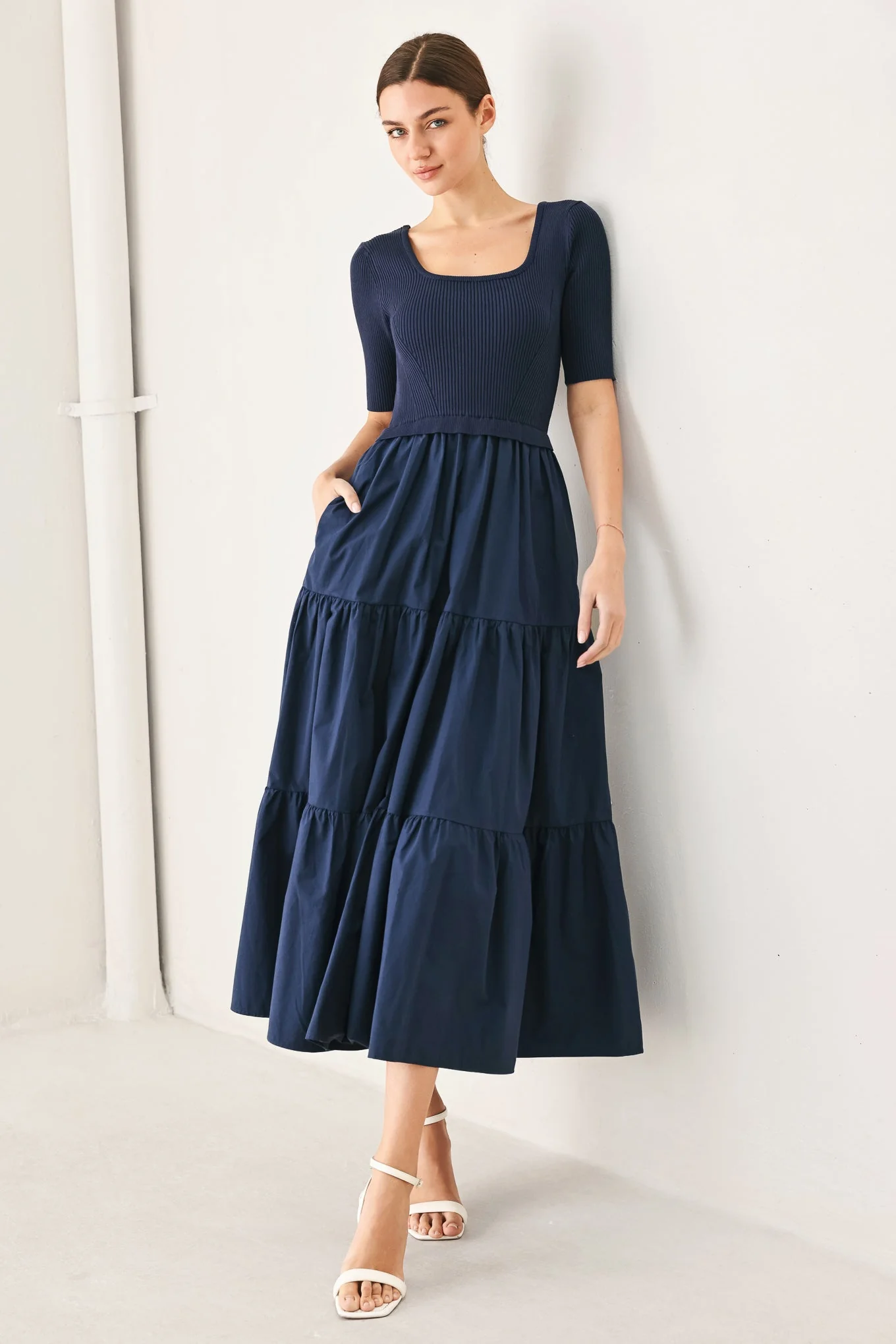 World-Class Elegant Era Sweater Knit Midi Dress Secure