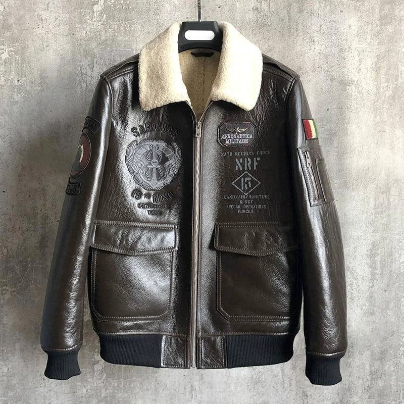 First-Class B3 Bomber Jacket Natural Sheep Fur Coat – Winter Warm Sheepskin Jacket Reusable
