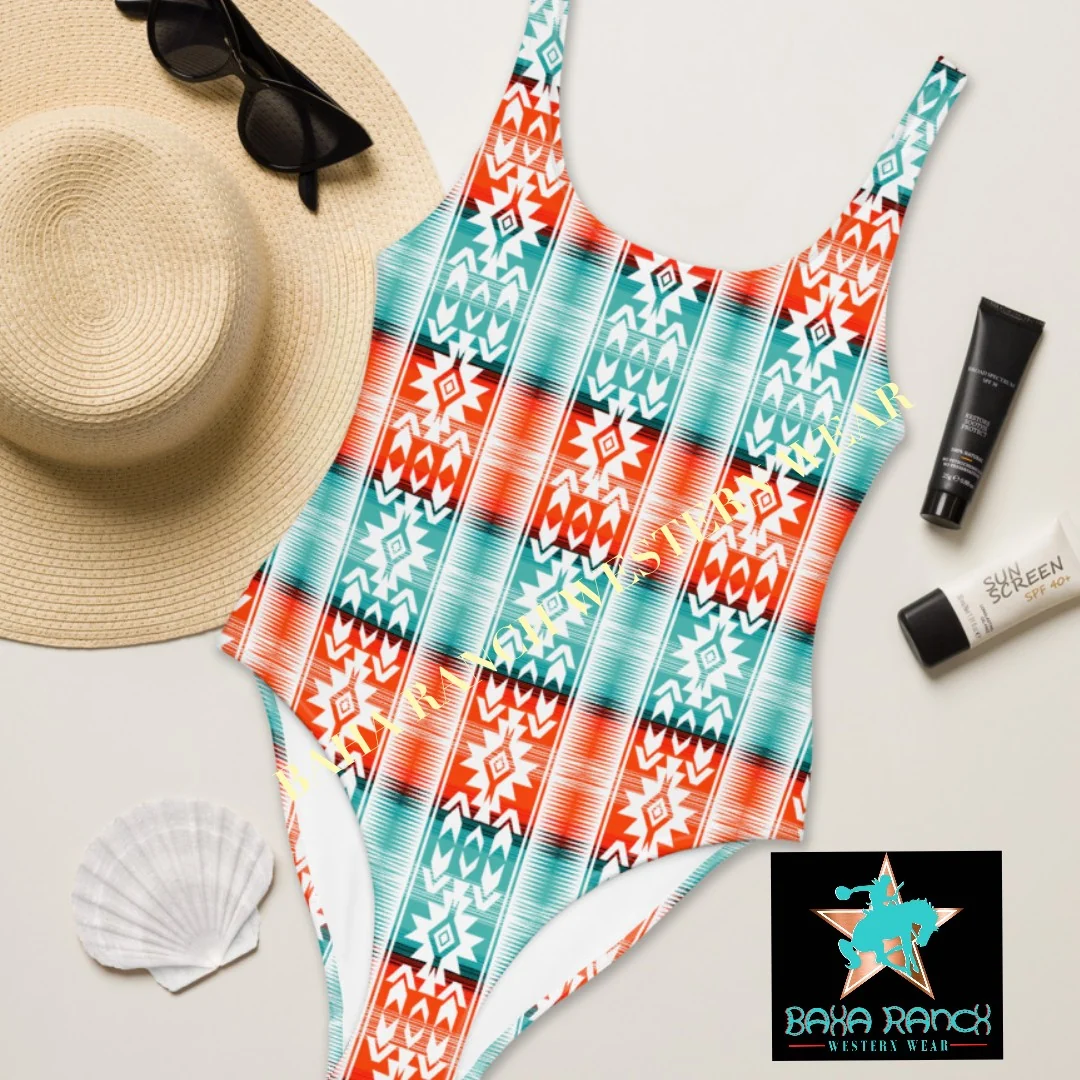 Environmentally Friendly Yeehaw Aztec Print One-Piece Swimsuit Classic