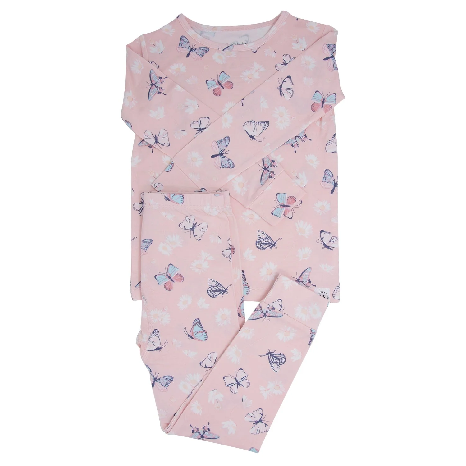 Artisan Pink Butterfly Daisy Bamboo Big Kid Pajama Set Elite