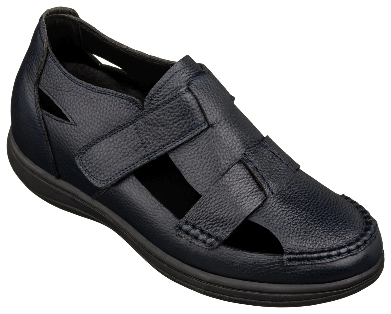Safe CALTO - K2663 - 3.2 Inches Taller Navy - Casual Fisherman Sandal Detailed