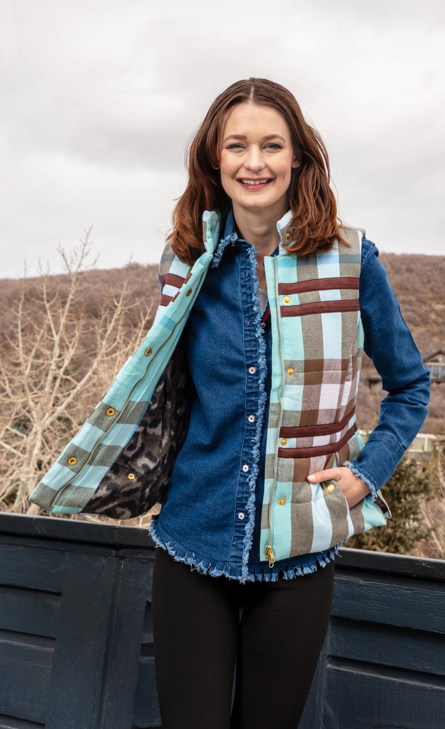 Advanced Rosey Vest Plaid Flannel Premium