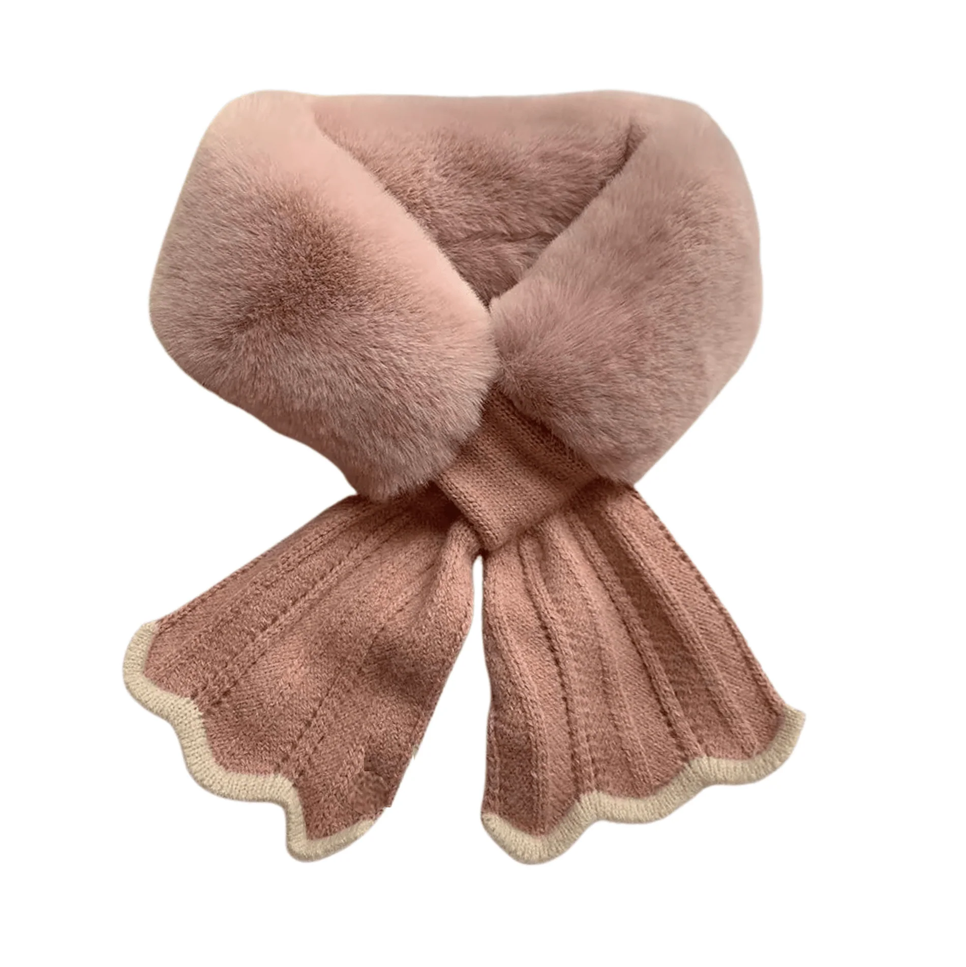 Top-Quality Chic Faux Imitation Fur Collar Scarf in Dusty Rose Quality