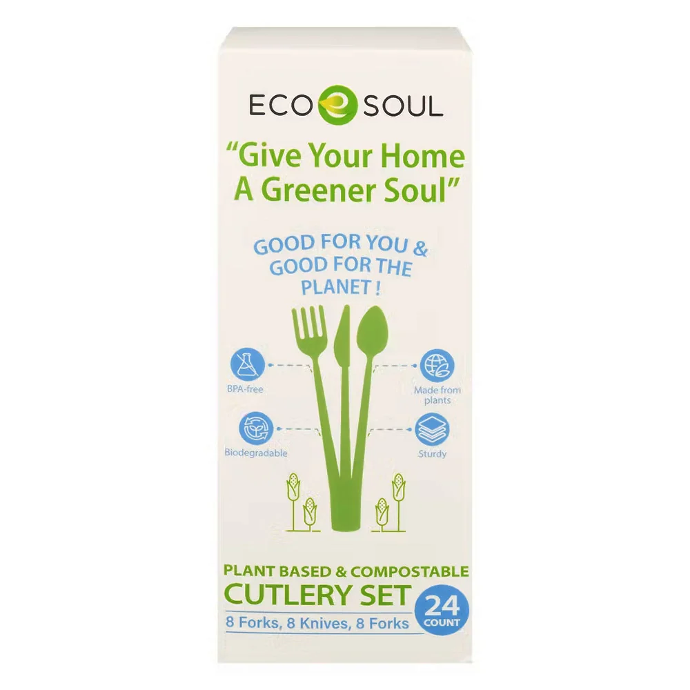 Breathable Eco soul Plant Based and Compostable Cutlery Set 24 Ea Specialty