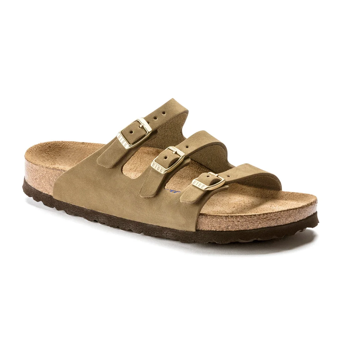 Efficient Birkenstock Florida Fresh Soft Footbed Nubuck Leather Faded Khaki Sandals Excellent