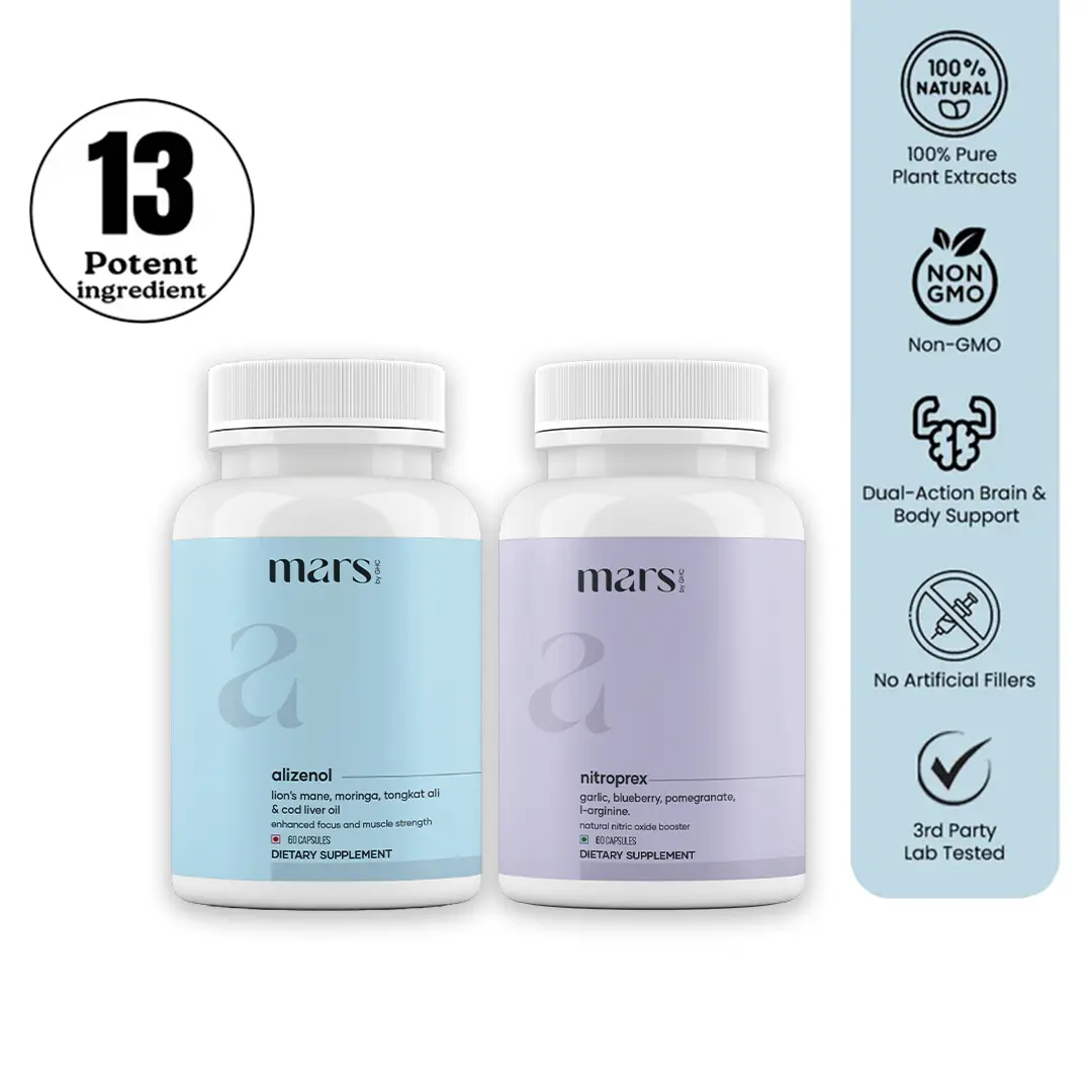 Minimalist Mars SizeOMax Combo Dual Action NitroPrex Alizenol Stack for Blood Flow Size Performance Stylish