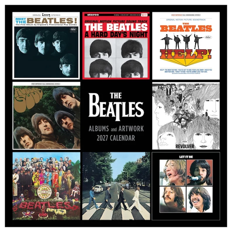 Authentic 2027 the Beatles Albums Artwork Wall Calendar Relaxed