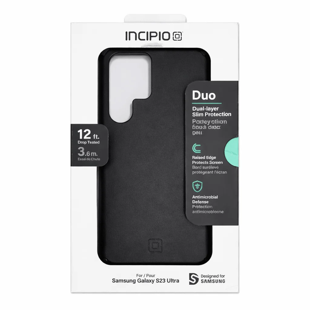 Breathable Incipio Duo Phone Case for Samsung S23 Ultra - Slim Dual-Layer 12ft Drop Protection - Scratch Resistant 5g Wireless Charging Compatible - Made from Recycled Materials Black Fast