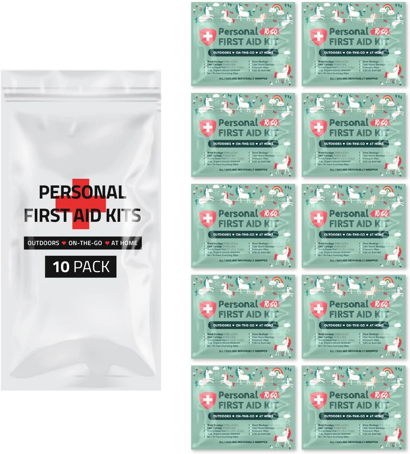 Sustainable Personal First Aid Kit Pack of 10 Unicorns Reliable