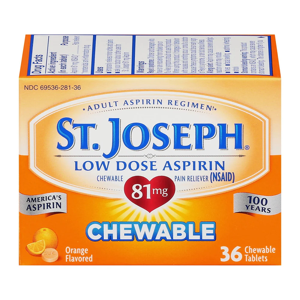 Breathable St.Joseph Chewable Aspirin Pain Reliever 81Mg Tablets Orange 36 Ea Comfortable