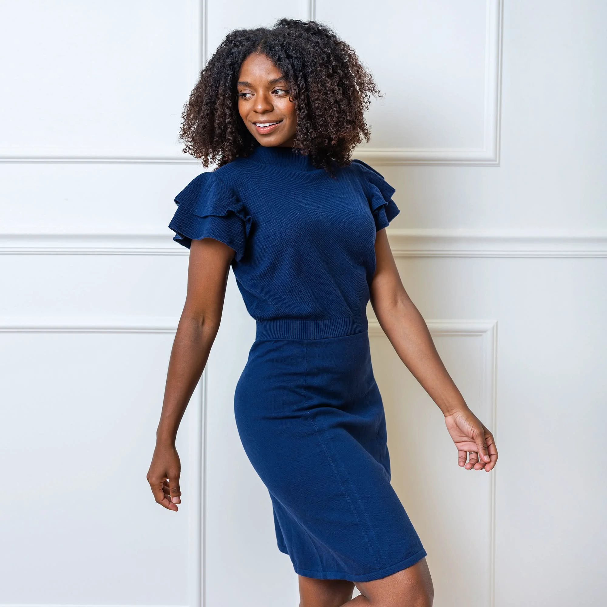 Authentic Flutter Sleeve Sweater Dress Enhanced