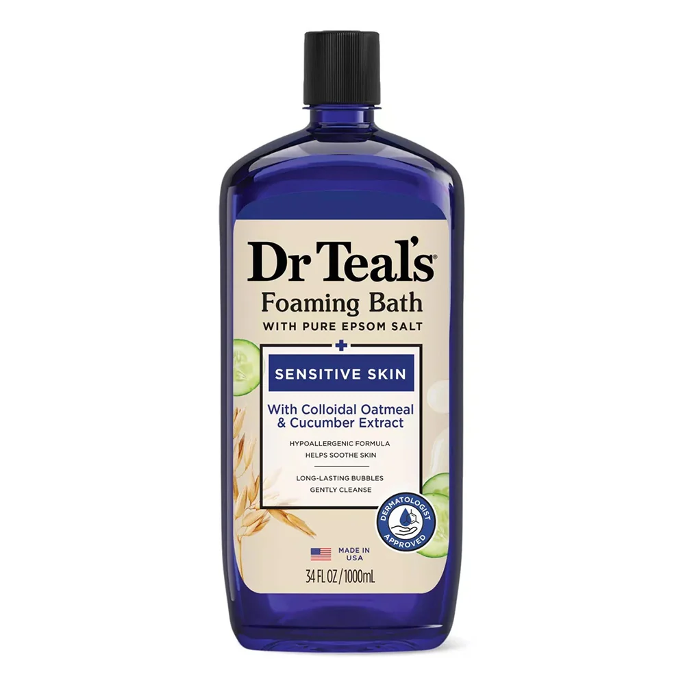 Dependable Dr Teals Foaming Bath Pure Epsom Salt Sensitive Skin with Colloidal Oatmeal and Cucumber Extract 34Oz 1000ml Casual