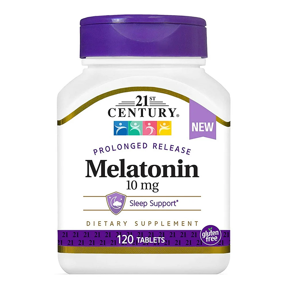 Authentic 21st Century Melatonin 10 Mg Prolonged Release Dietary Supplement Tablets for Sleep Support 120 Ea Eco-Friendly