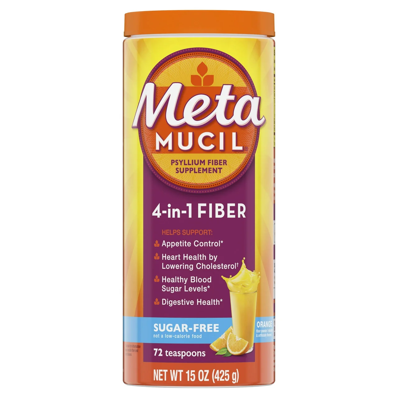 Authentic Metamucil Smooth Texture Bulk Forming Sugar Orange Flavor Powder 15 Oz Green