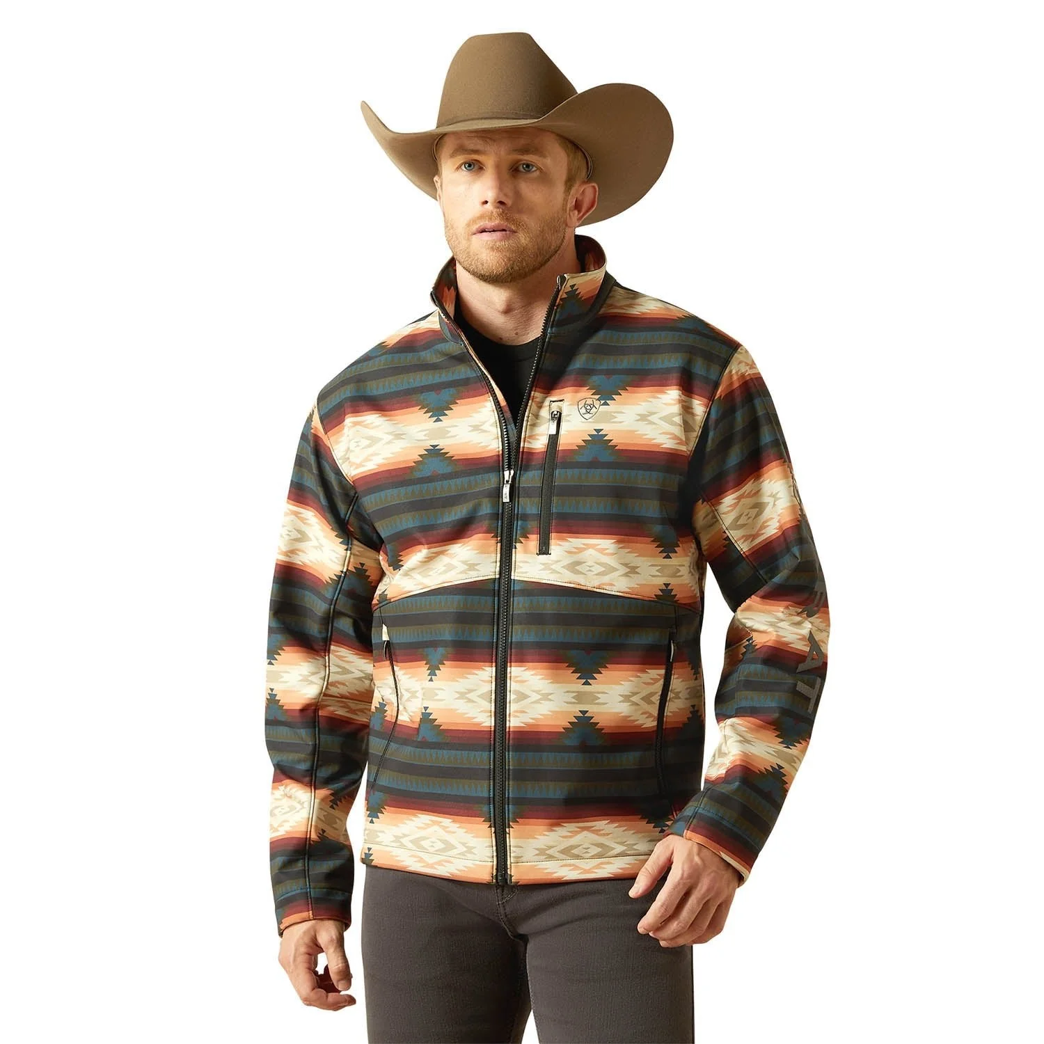 Elite Ariat Mens Western Print Logo Softshell Jacket – Water-Resistant Stretch Lightweight Jacket Contemporary