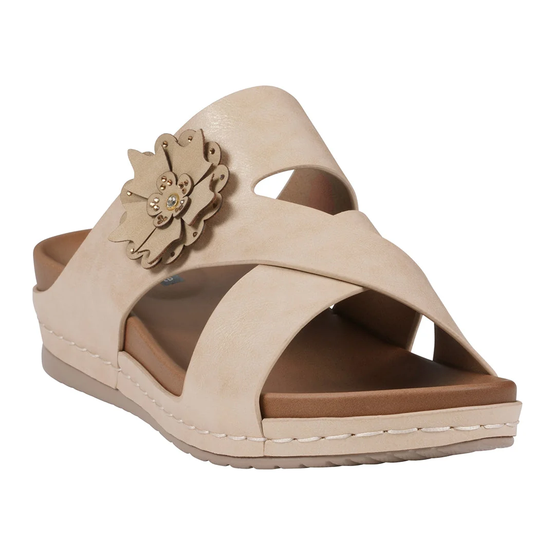Crafted Women's Nessie Gold Flower Comfort Sandals Next-Generation