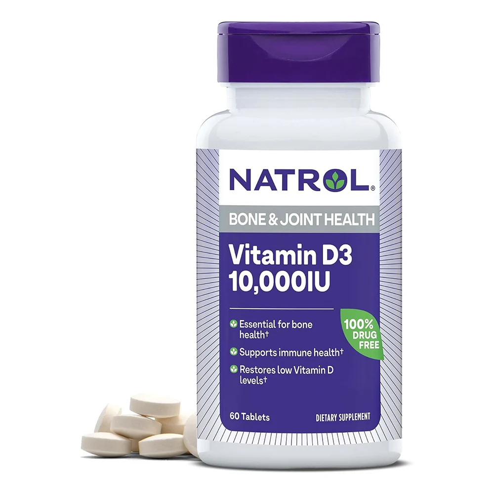 Clean Natrol Vitamin D3 10000 IU Maximum Strength Tablets for Bone Strenght 60 Ea Excellent