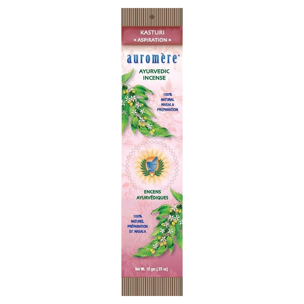 User-Friendly Auromere Ayurvedic Incense Kasturi Aspiration Fragrance Traditionally Used as Therapy 0.35Oz 10g Fashionable