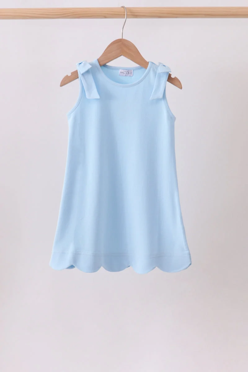 Verified Blue Scalloped Bow Dress Professional