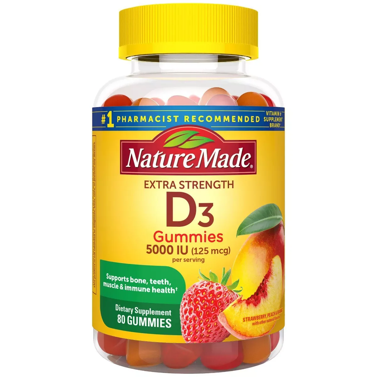 Soft Nature Made Extra Strength Vitamin D3 5000 Iu Bone Health and Immune Support Vitamin Gummies 80 Ea Stylish