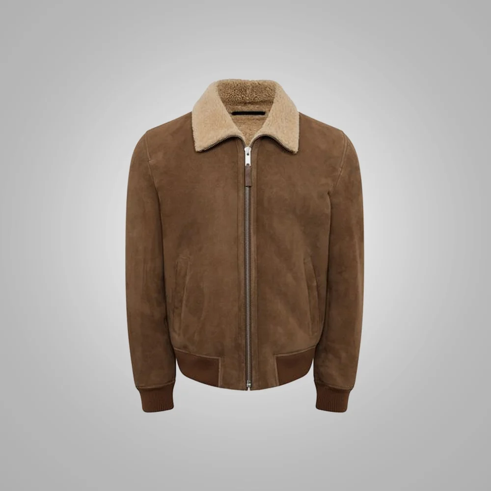 Superior Men s B3 Brown Sheepskin Flying Aviator Shearling Bomber Leather Flying Jacket Powerful