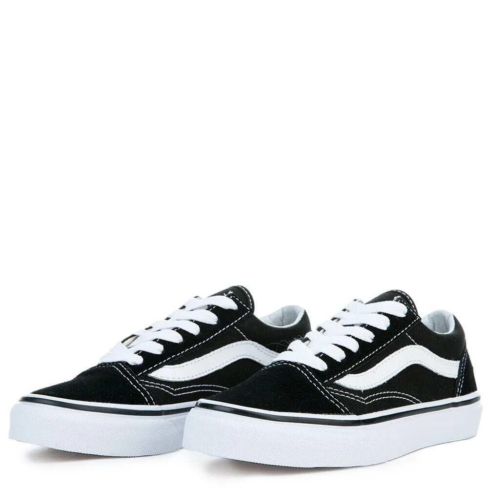 Smooth Vans Old Skool Kids' Sneakers — Black Canvas Low-Top Stylish