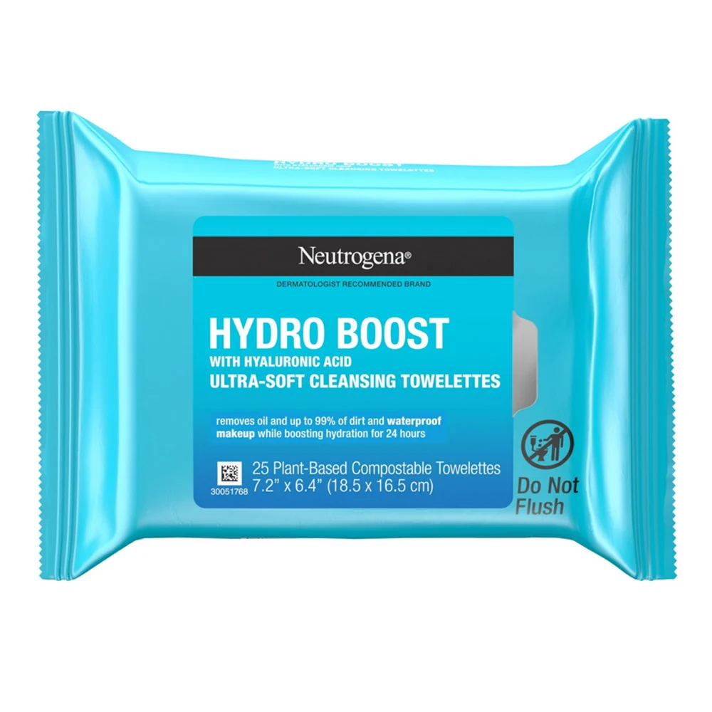 World-Class Neutrogena Hydro Boost Facial Cleansing Towelettes 25 Ea Authentic