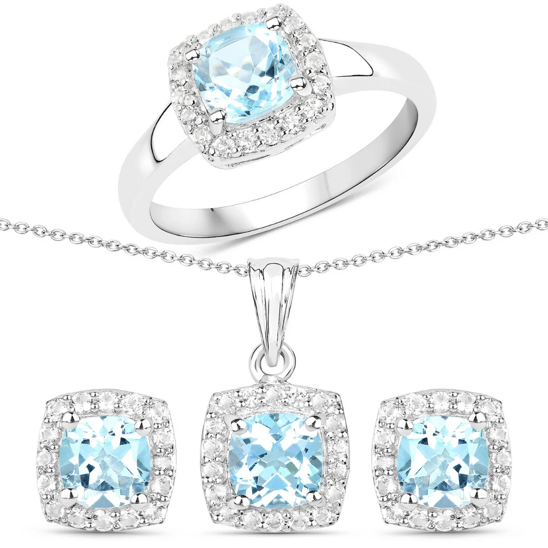 Artisan Silver Blue Topaz Set Long-Lasting