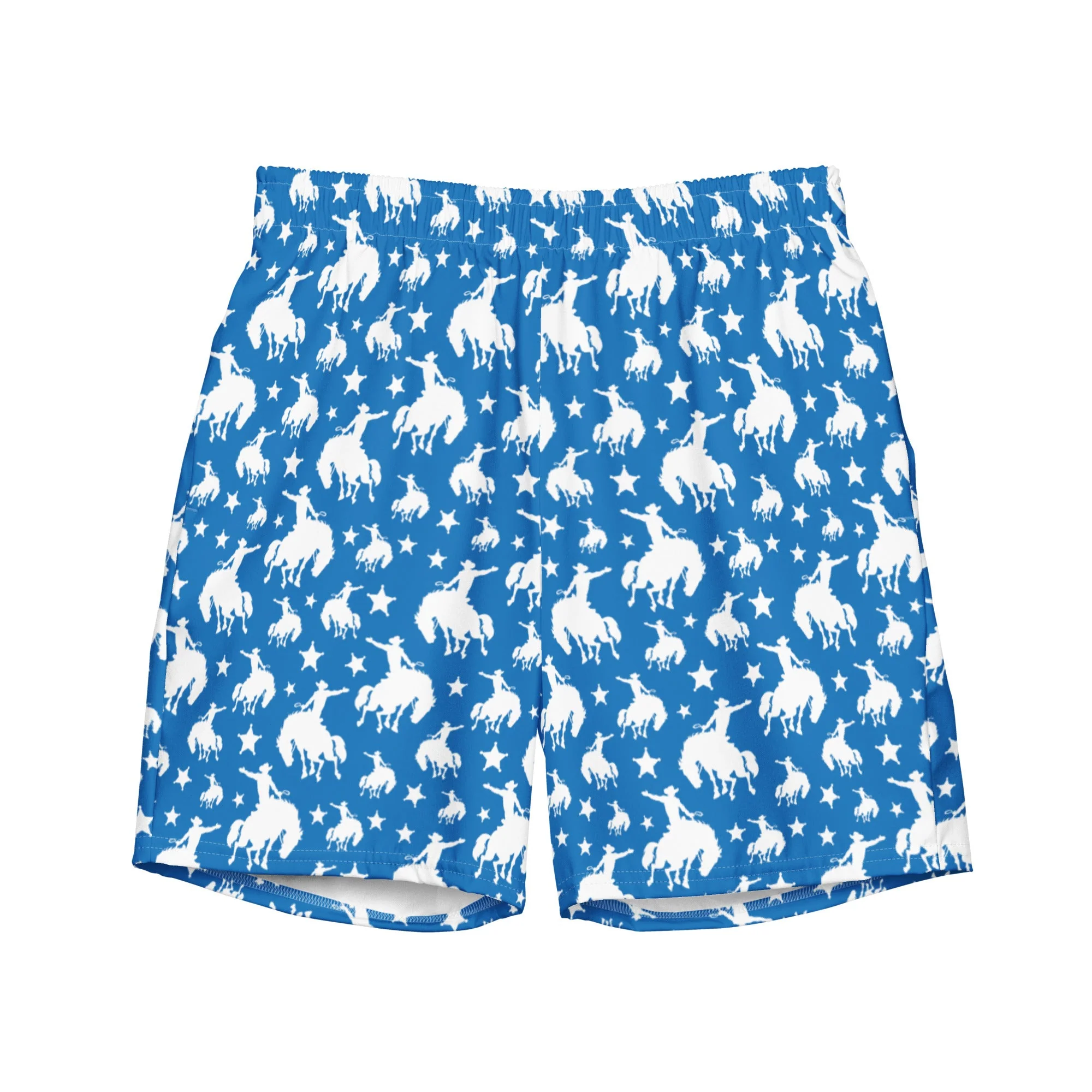 Exclusive Baha Ranch Yeehaw Blue Rodeo Cowboy Men's Swim Trunks Exceptional