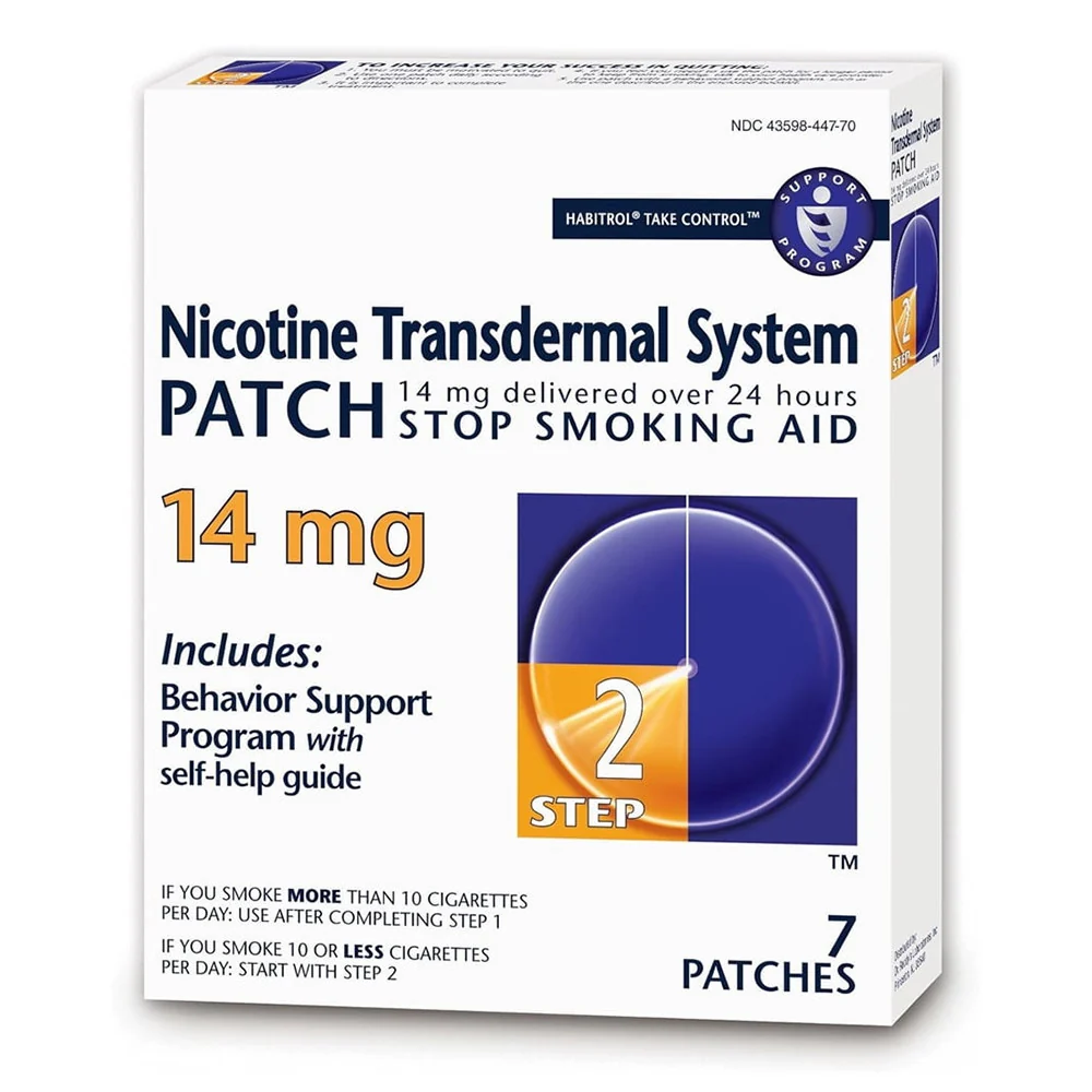 Official Habitrol Nicotine Step 2 Transdermal System Patches 14 Mg Stop Smoking Aid 7 Ea Easy-to-Use