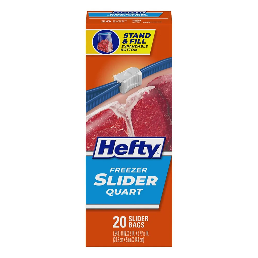 World-Class Hefty Slider Quart zer Bags Leakproof and Food Safe Storage 20Ea Enhanced