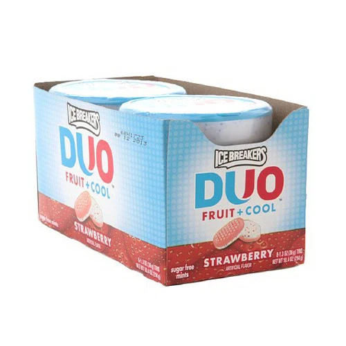 Smart Ice Breakers Duo Fruit And Cool Sugar Mints Strawberry - 1.3 Oz 8 Pack Eco-Friendly