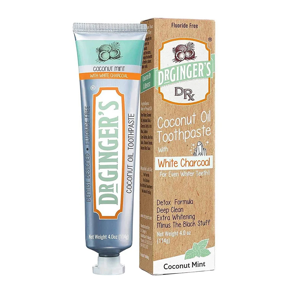 Unique Dr Gingers Coconut Oil Toothpaste with White Activated Charcoal Detox Formula Deep Clean Extra Teeth Whitening Power 4Oz 114g Fine Crafted