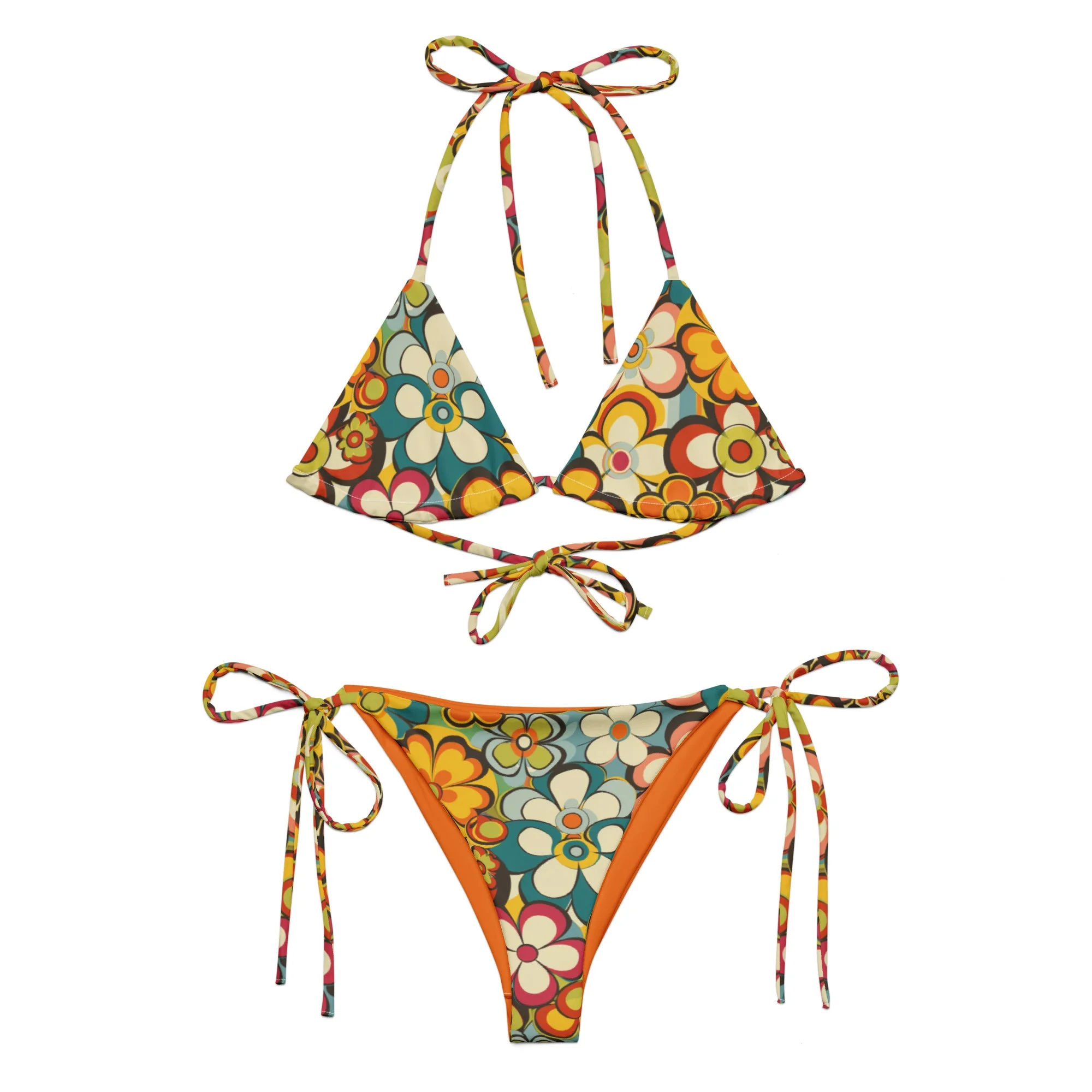 Exclusive Baha Ranch Yeehaw Woodstock Retro Floral String Bikini Lightweight