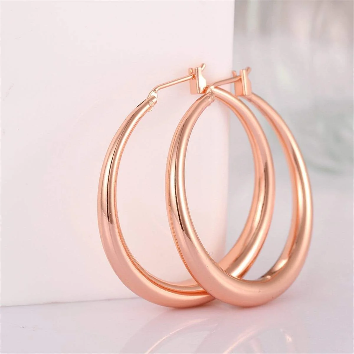 World-Class Rose Goldtone Polished Barrel Hoop Earrings Long-Lasting
