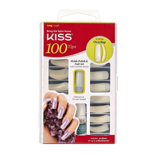 Casual Kiss Curve Overlap Nail Tip Kit Long Length 100 Ea Convenient