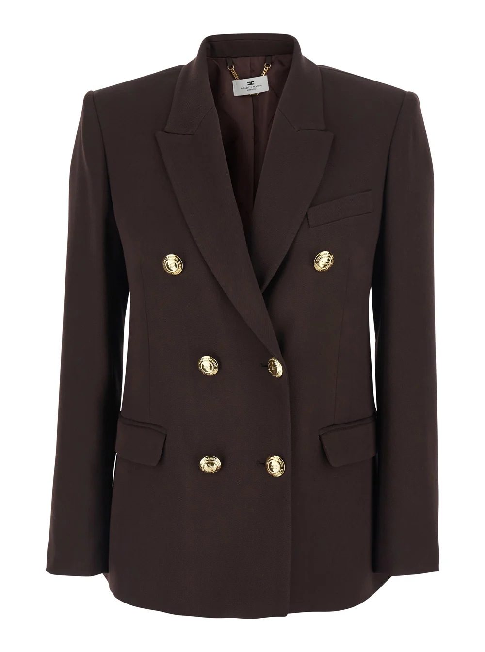 Durable Double-Breasted Jacket Brown Viscose Smooth