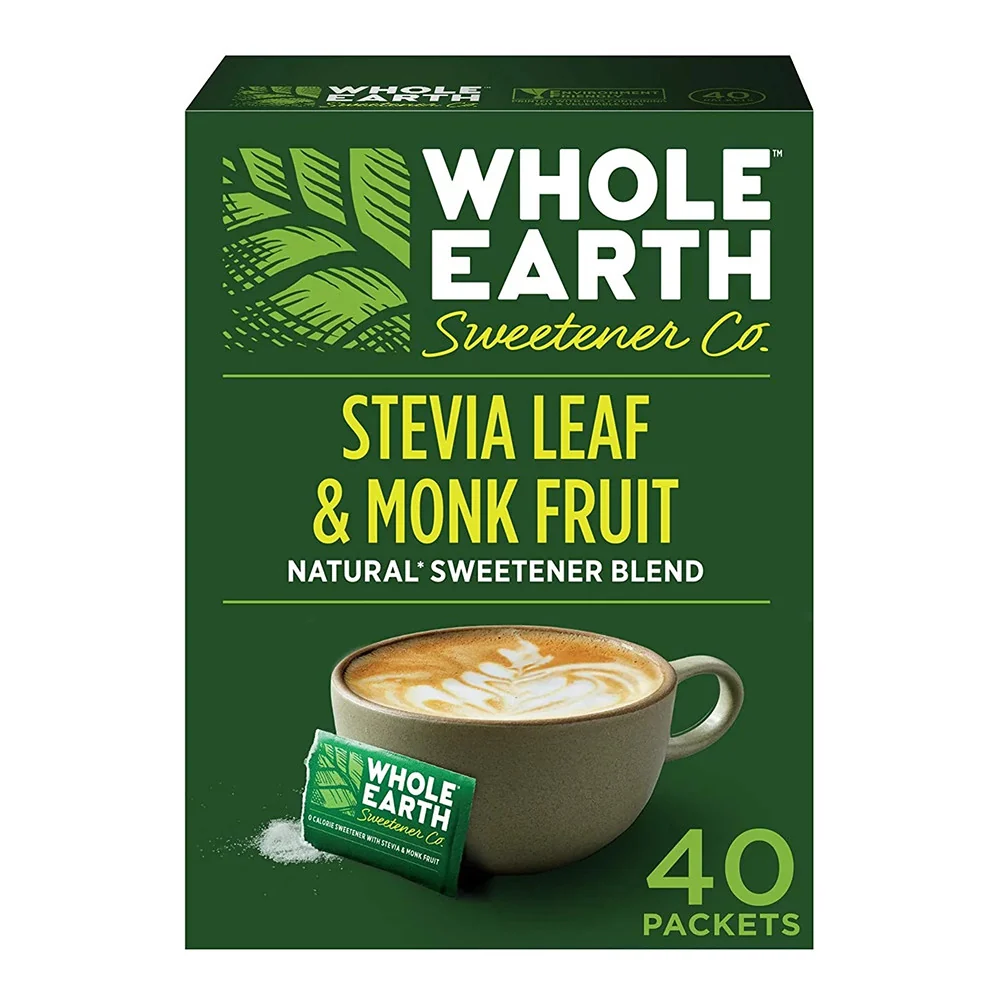 Carefully Designed Whole Earth Stevia Leaf and Monk Fruit Sweetener Packets 40 Ea Original