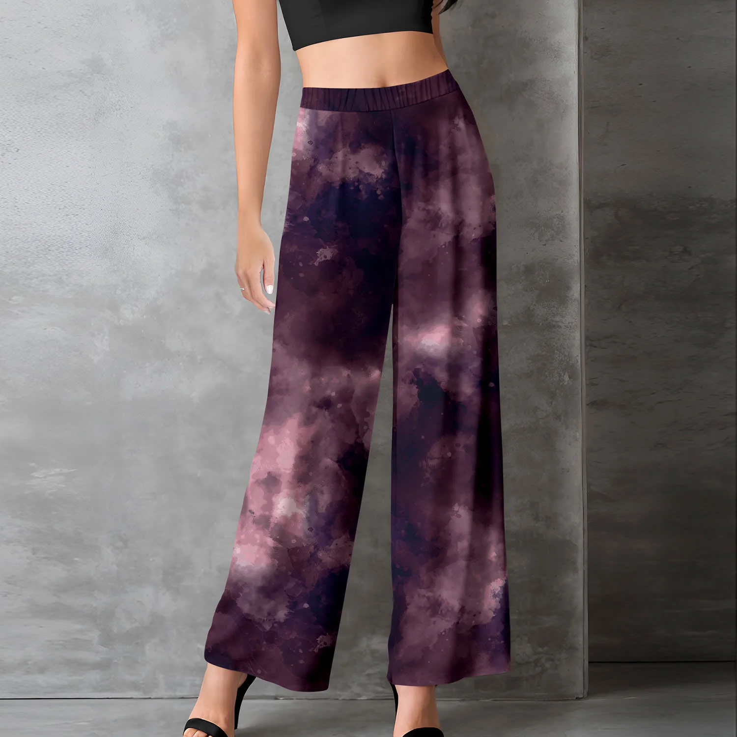 Breathable R Designs Plum And Navy Abstract Full-Length Pants Classic