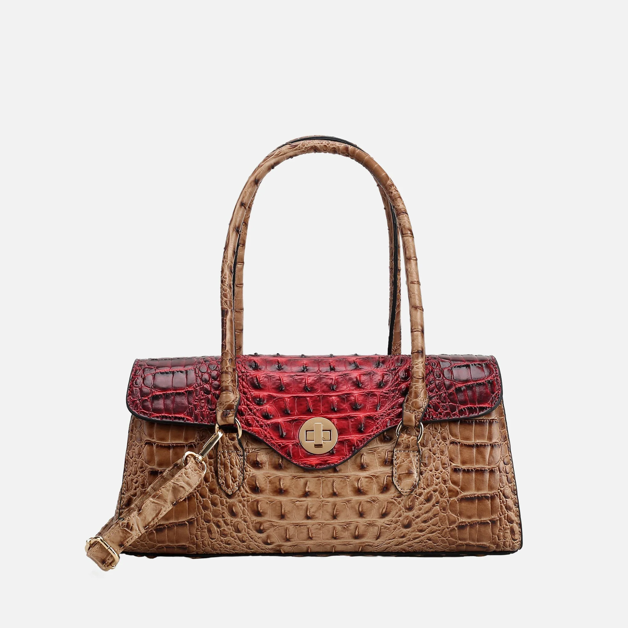 Relaxed MKF Collection by Mia K. - Liviana Croc-Embossed Shoulder Bag Versatile