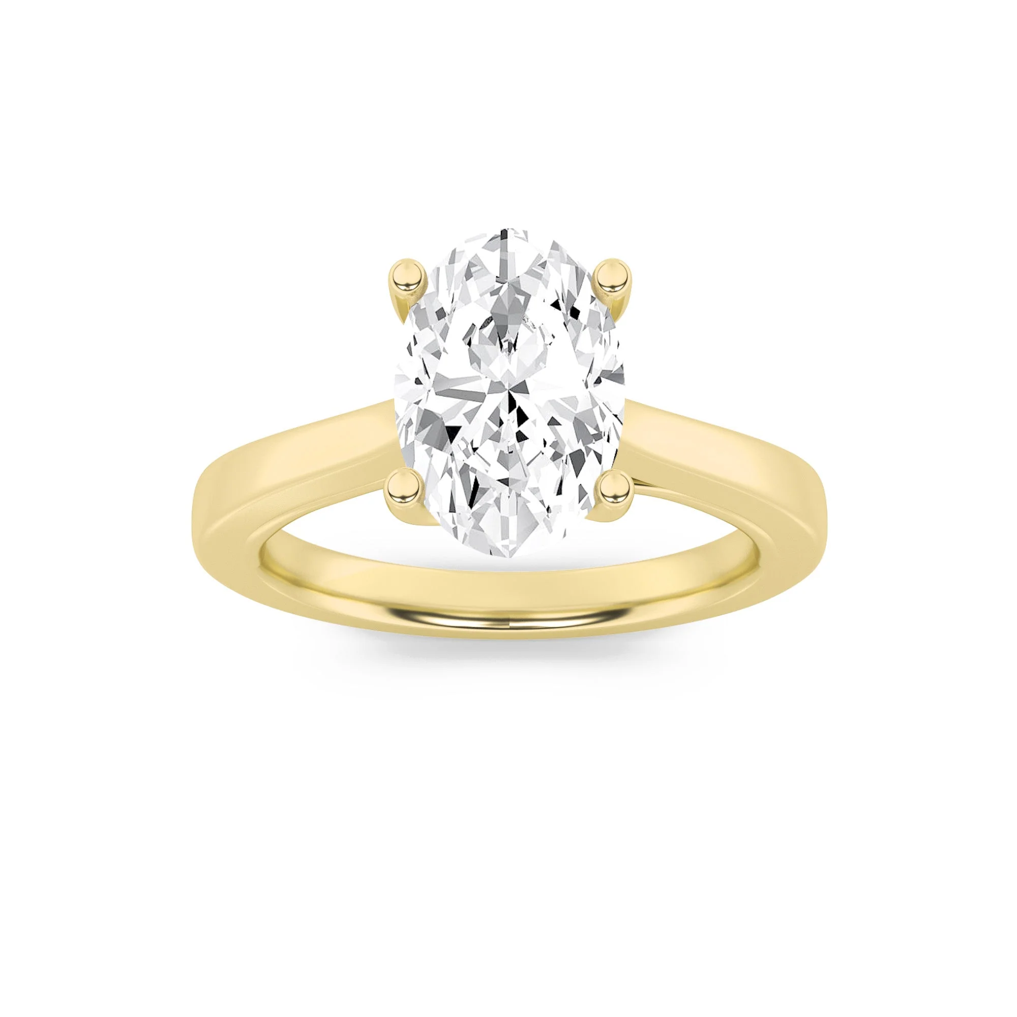 Safe 3Cttw Oval Shaped Lab Grown Diamond G TwistedBasket Cathedral Shank Solitaire Ring in 14K Gold Sophisticated