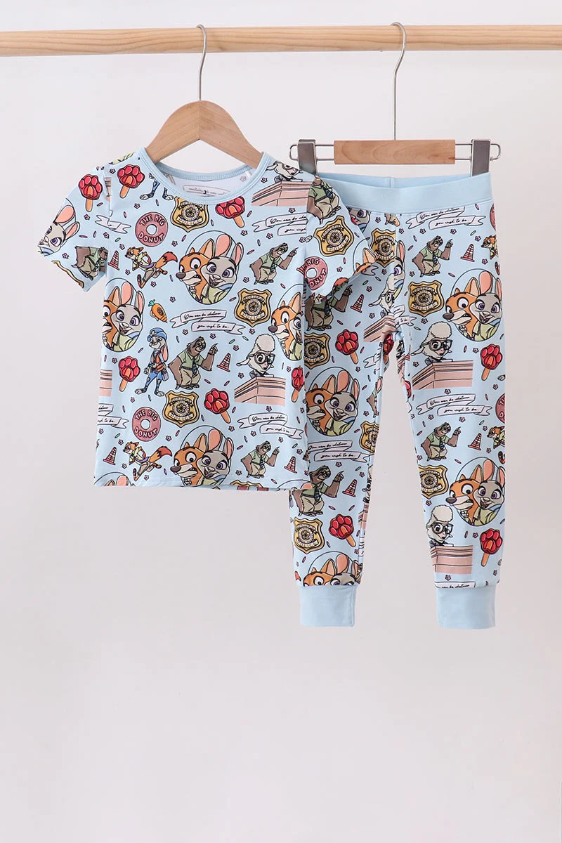 Enhanced Blue character 2pc bamboo pajama set Sophisticated